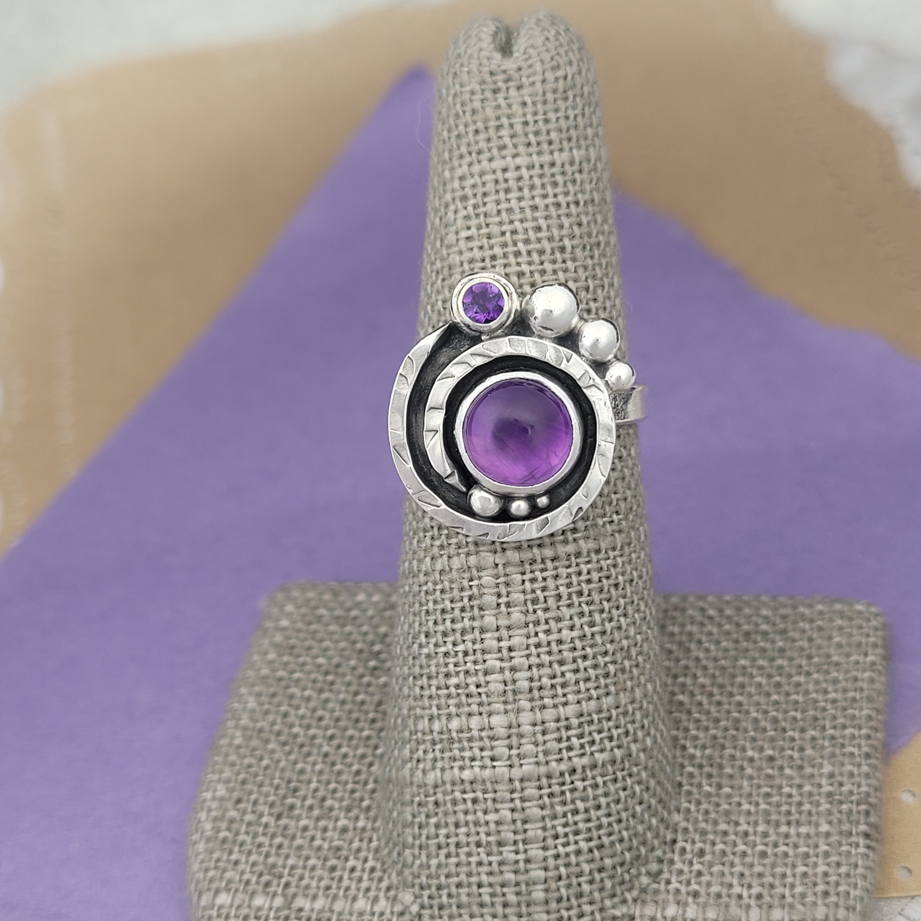 Size 6, Amethyst and Amethyst Sterling Silver Ring