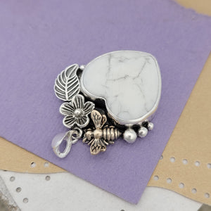 Howlite with Bronze Bee Sterling Silver Pendant