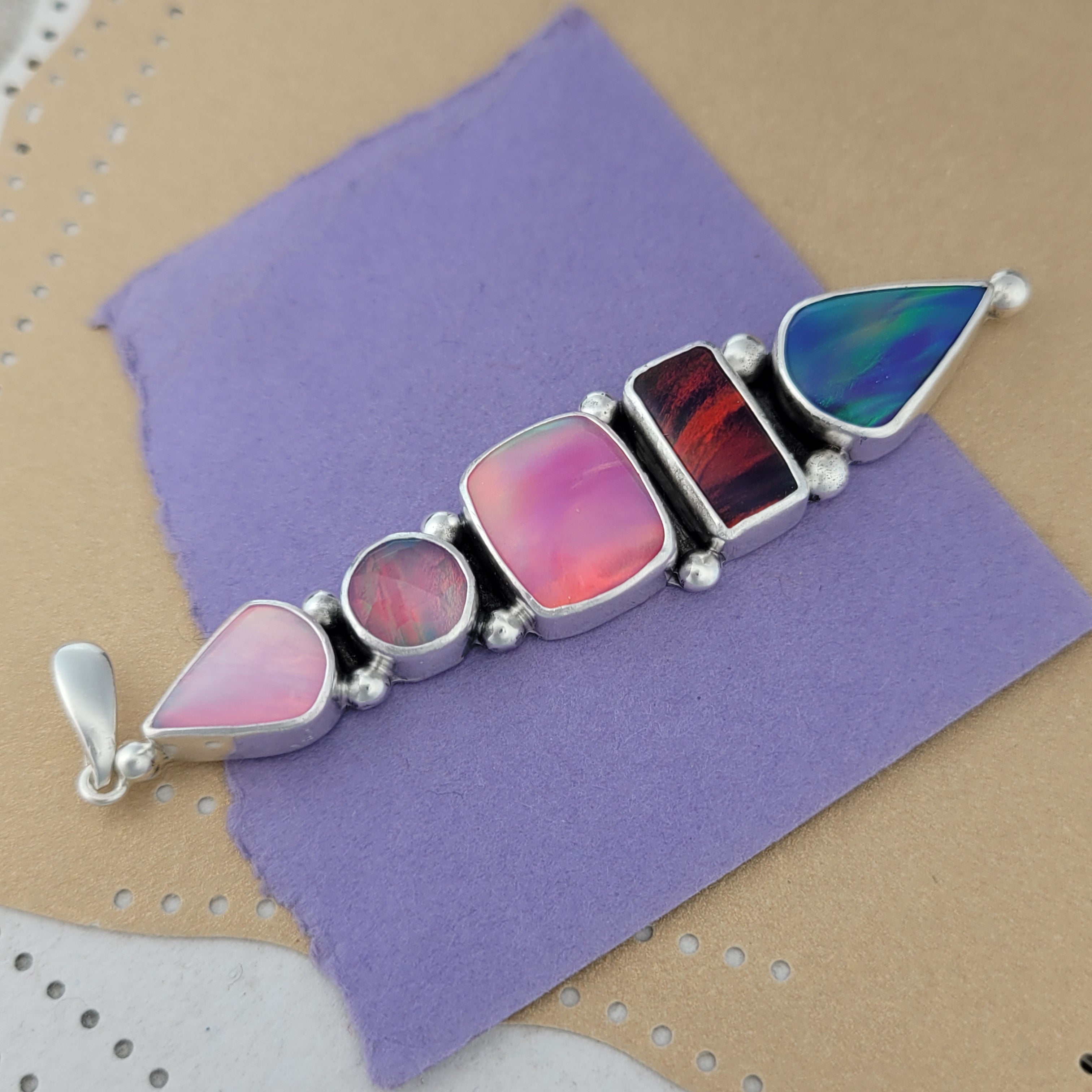 Aurora Opals Sterling Silver Pendant, #2