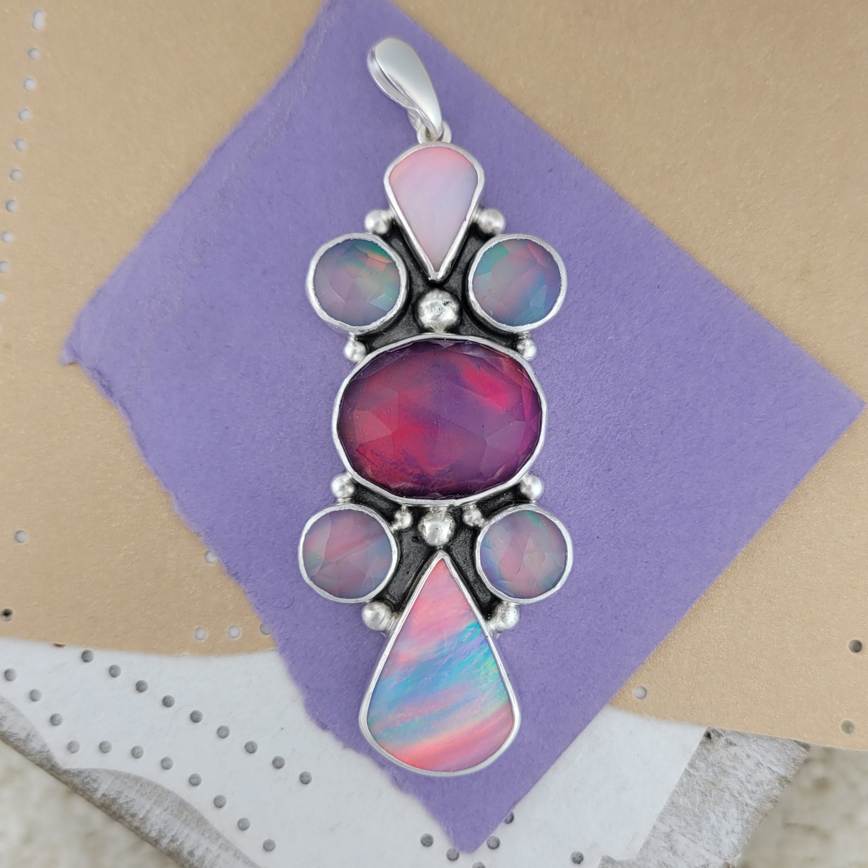 Aurora Opals Sterling Silver Pendant, #1