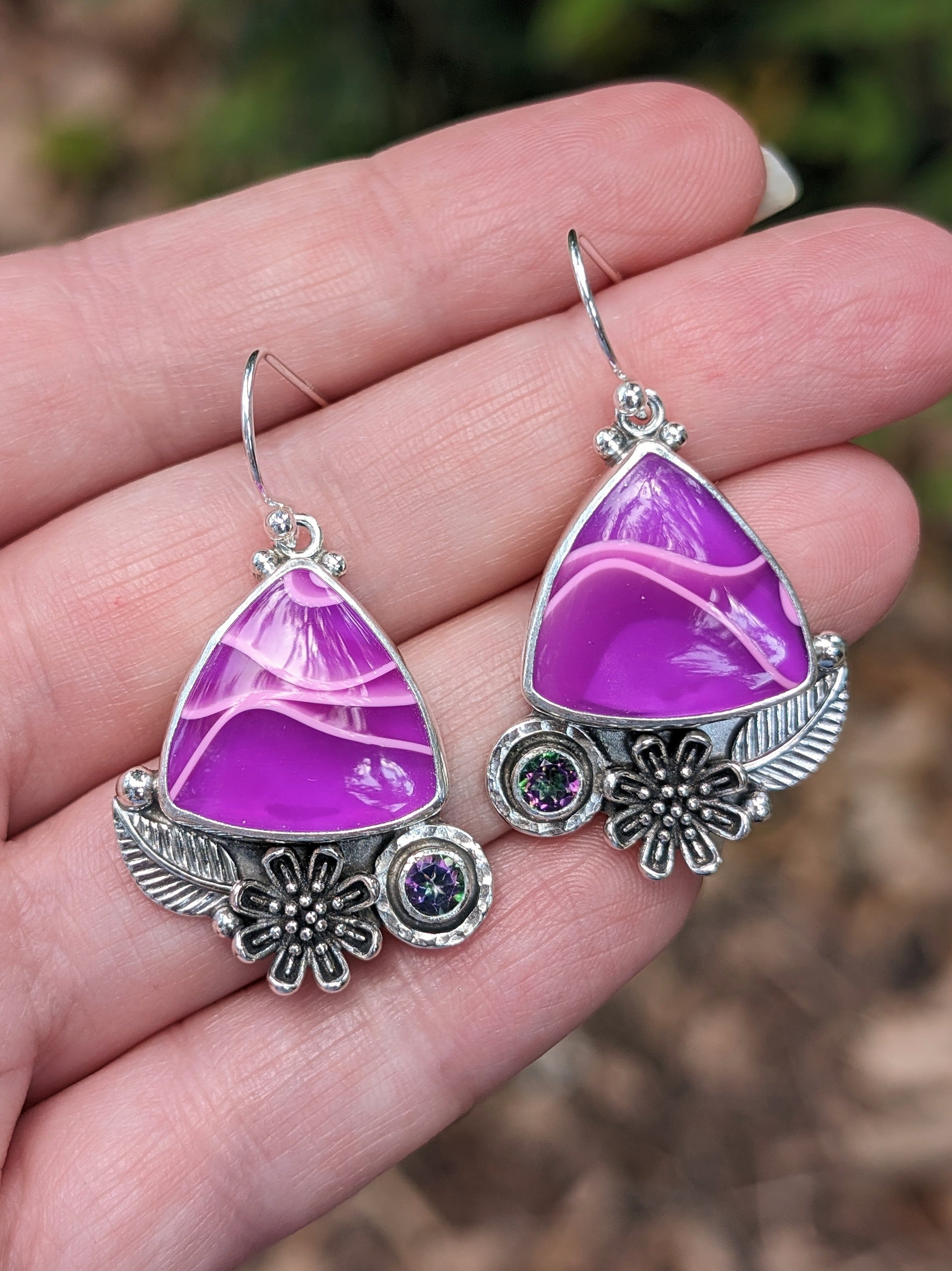 Acrylic and Mystic Topaz Sterling Silver Earrings