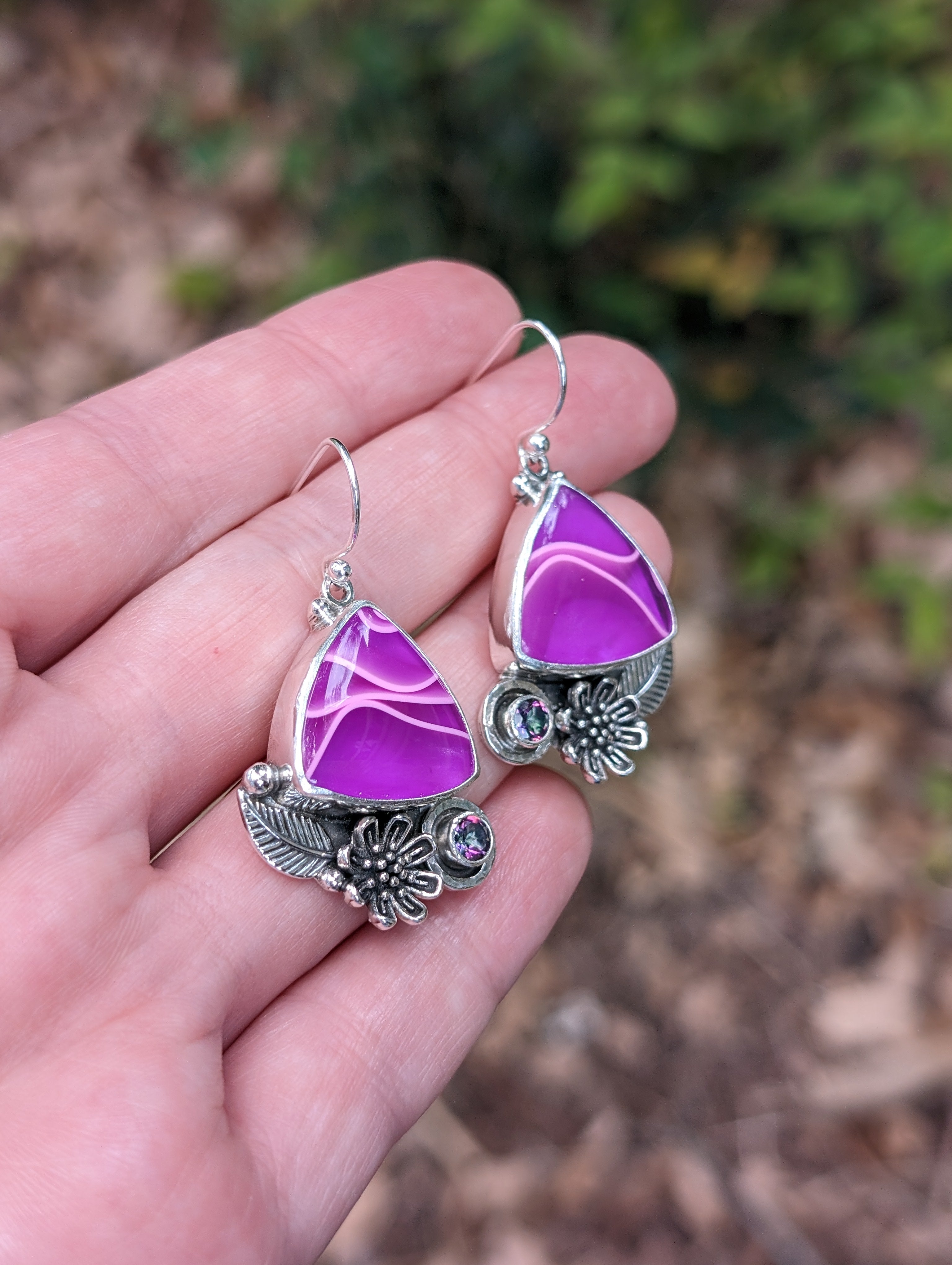 Acrylic and Mystic Topaz Sterling Silver Earrings