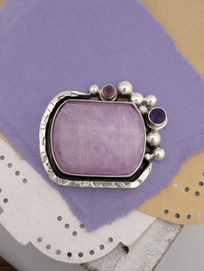 CUSTOM FINISH RING Kunzite, Amethyst and Rhodolite Garnet Sterling Silver