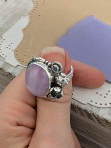 Size 7, Kunzite and Iolite Sterling Silver Ring