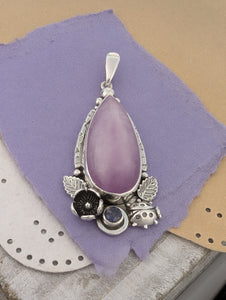 Kunzite and Iolite Sterling Silver Pendant, #1