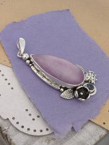 Kunzite and Iolite Sterling Silver Pendant, #1