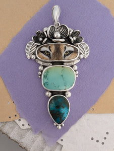 Laura Mears Porcelain and Turquoise Sterling Silver Pendant