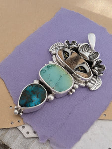 Laura Mears Porcelain and Turquoise Sterling Silver Pendant