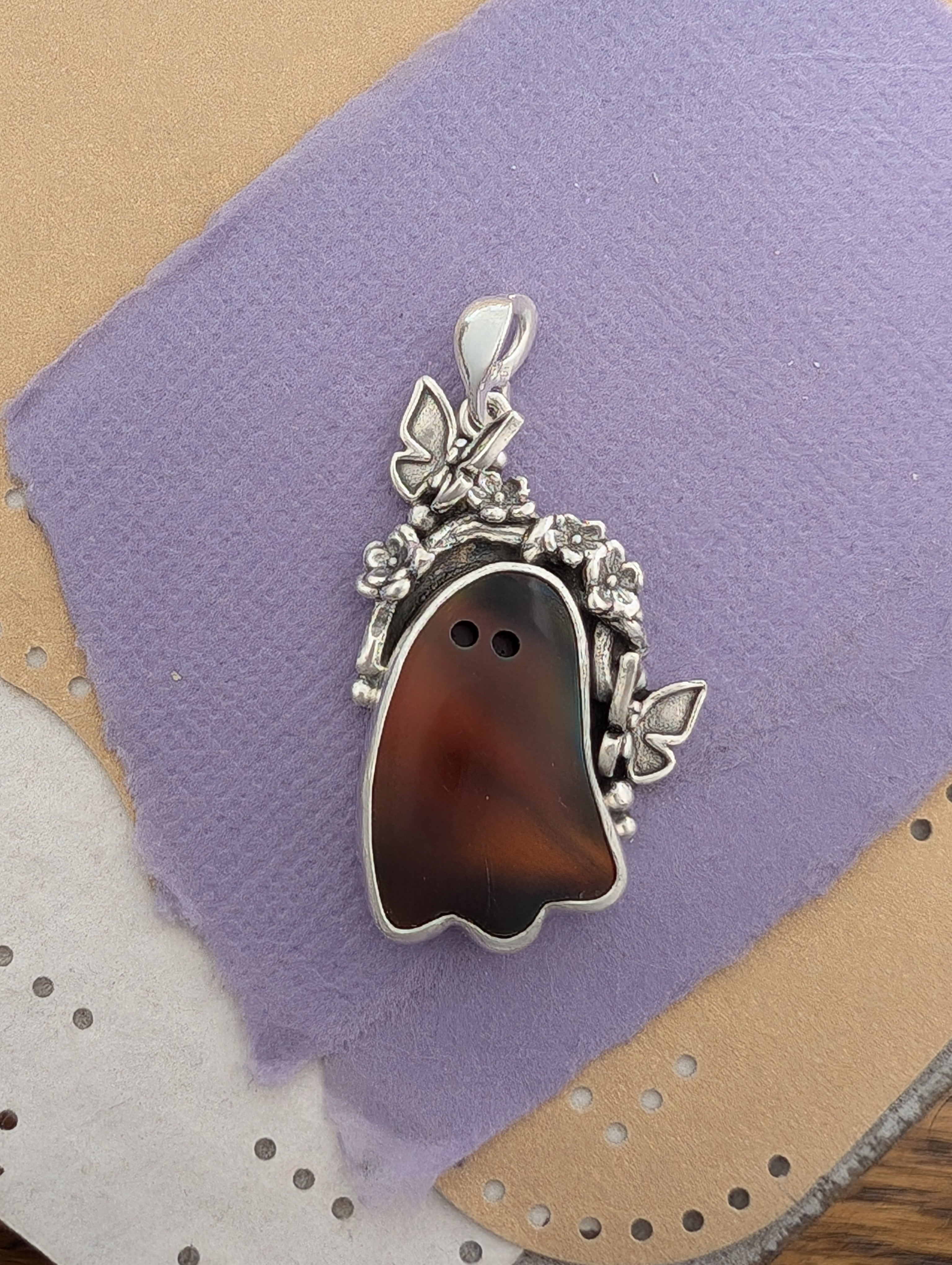 Ghost Aurora Opal Sterling Silver Pendant