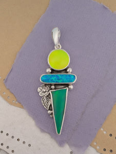 Aurora Opal and Bello Opal Sterling Silver Pendant