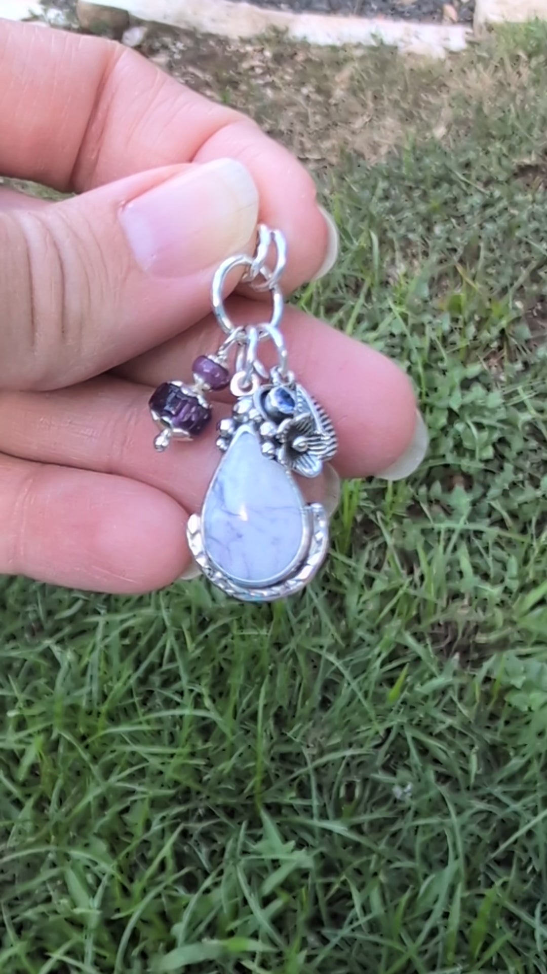 Tiffany Jasper, Tanzanite, Ruby and Amethyst Charm Sterling Silver Necklace