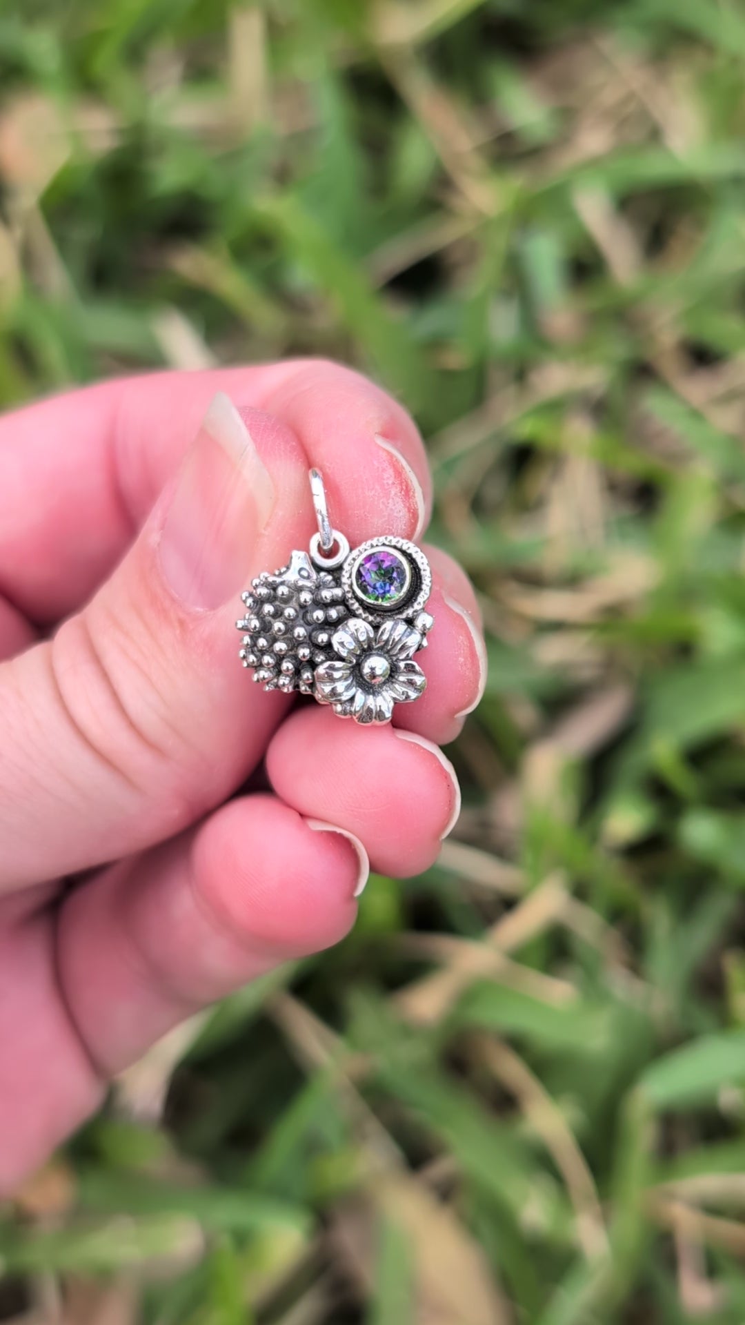Mystic Topaz Hedgehog Sterling Silver Charm