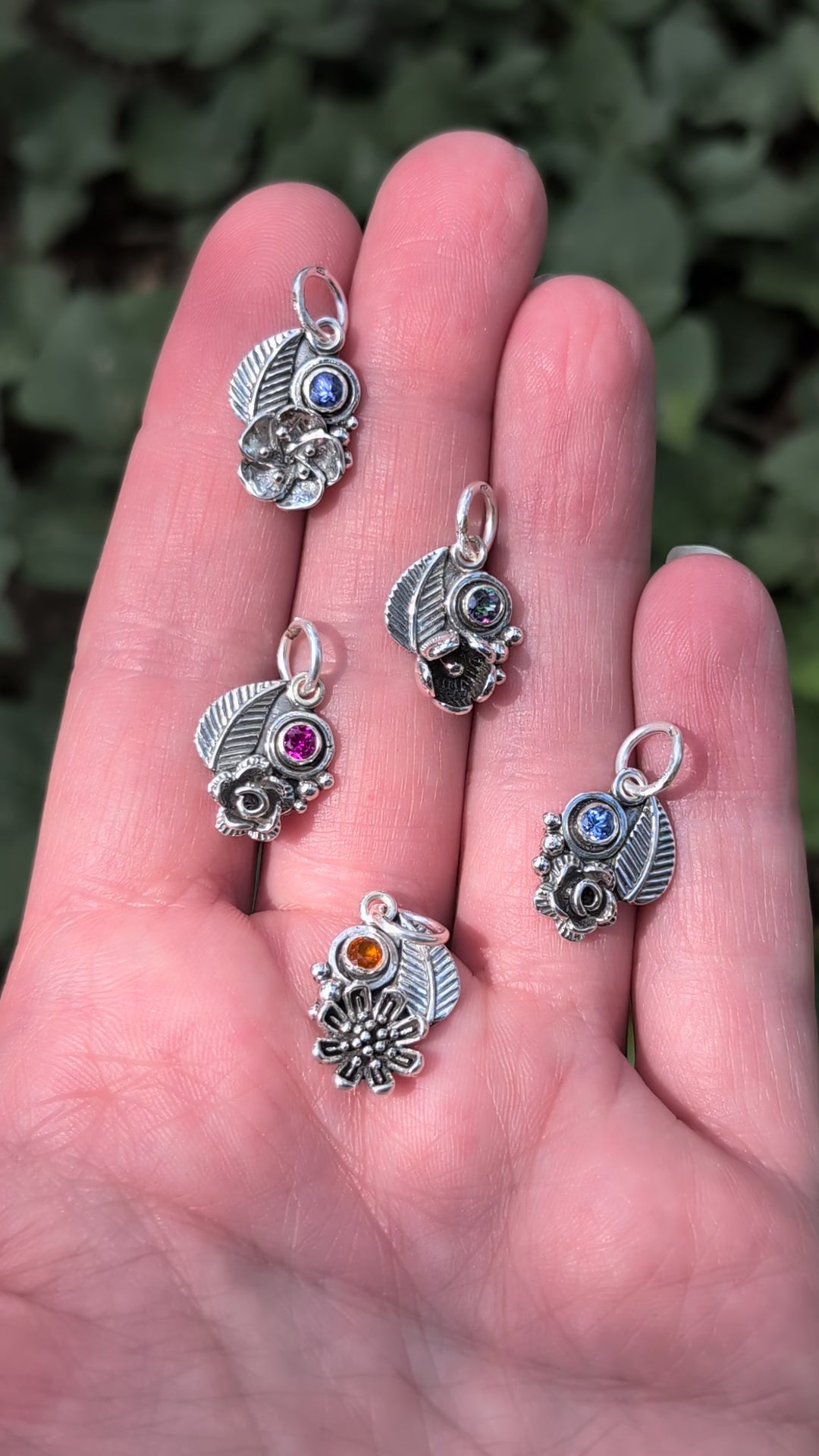 Lab-Created Ruby Sterling Silver Charm