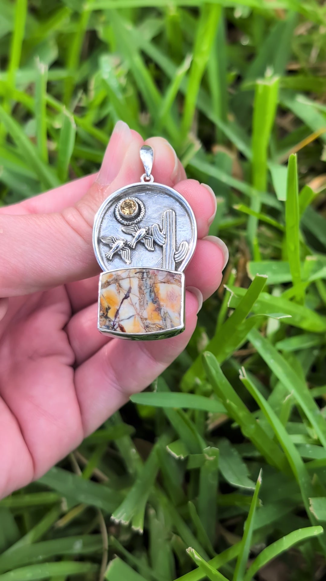 Mescalero Jasper and Citrine Sterling Silver Pendant