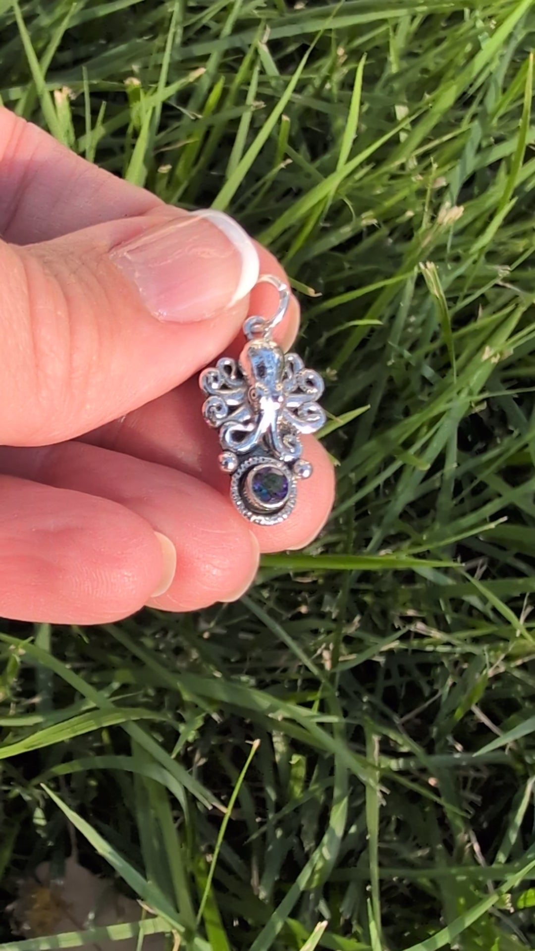 Mystic Topaz Octopus Sterling Silver Charm