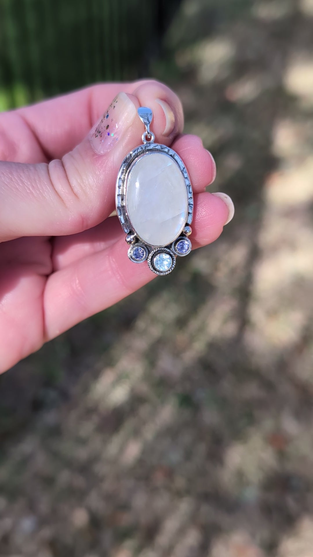 Moonstone, Iolite and Sky Blue Topaz Sterling Silver Pendant