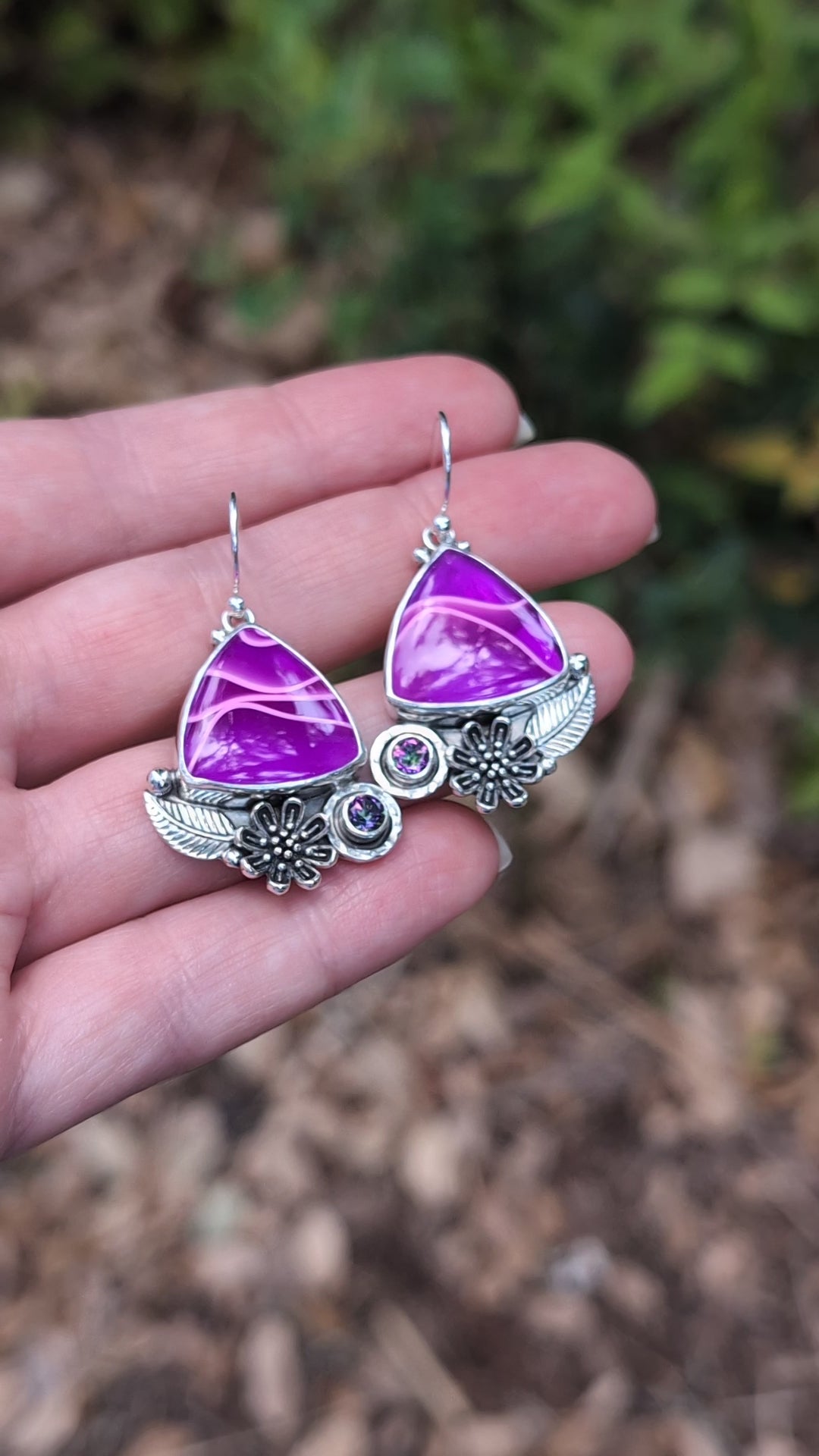 Acrylic and Mystic Topaz Sterling Silver Earrings