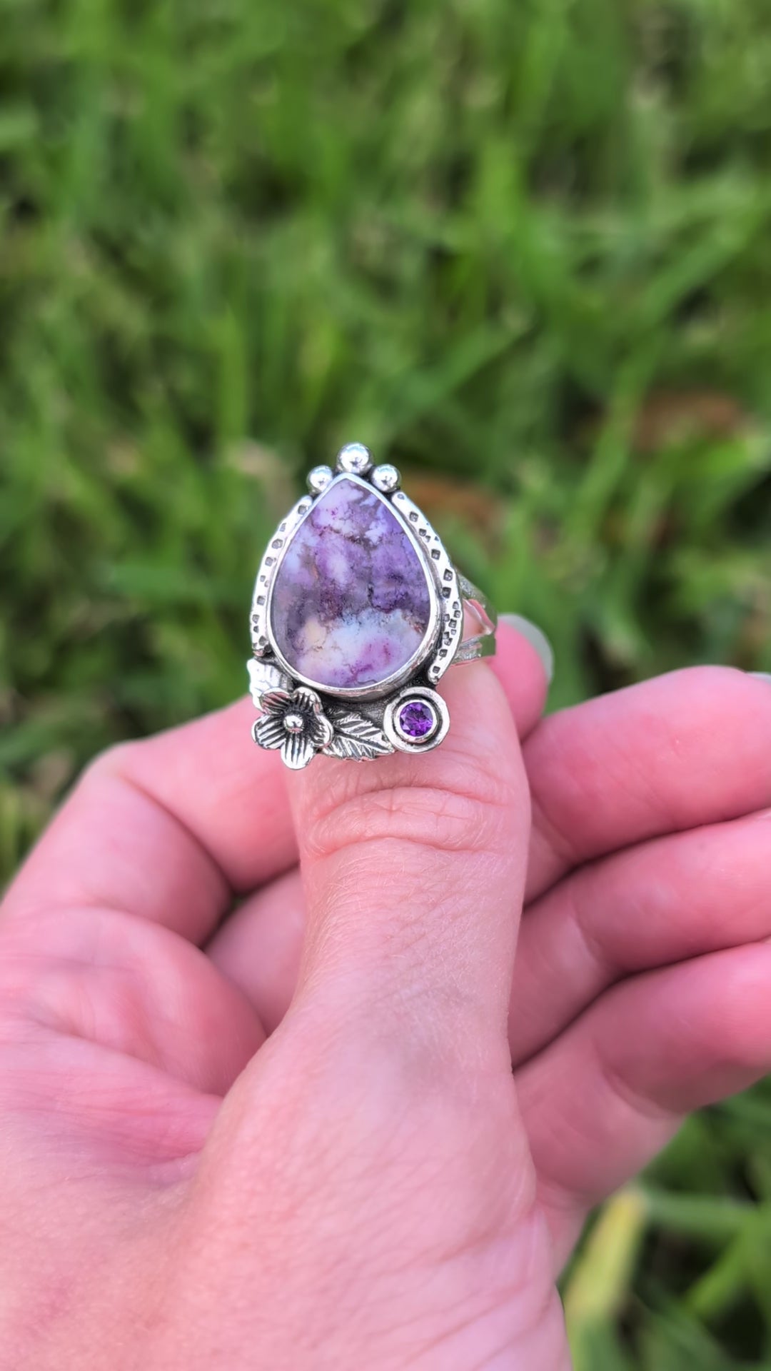 RESERVE MIKKI Size 8, Tiffany Jasper and Amethyst Sterling Silver Ring