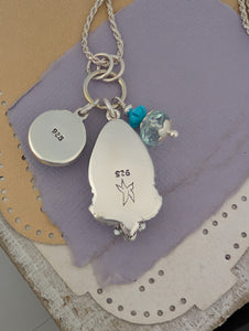 Larimar, Turquoise, and Quartz Charm Sterling Silver Necklace