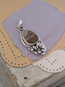 Jasper and Garnet Sterling Silver Pendant
