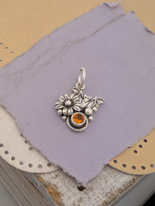 Hessonite Garnet Bat Sterling Silver Charm
