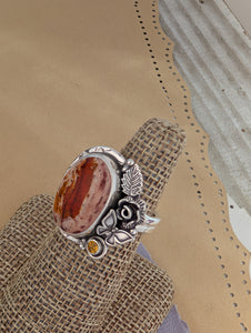 Size 6.5, Mexican Jelly Opal and Citrine Sterling Silver Ring