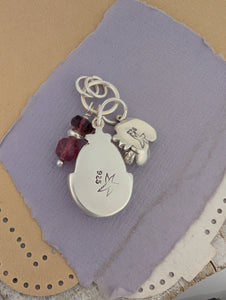 Rhodochrosite, Rhodolite Garnet and Tourmaline Charm Sterling Silver Necklace