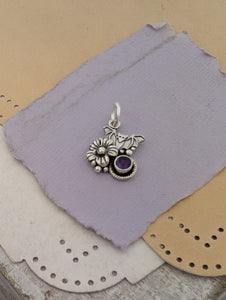Amethyst Bat Sterling Silver Charm