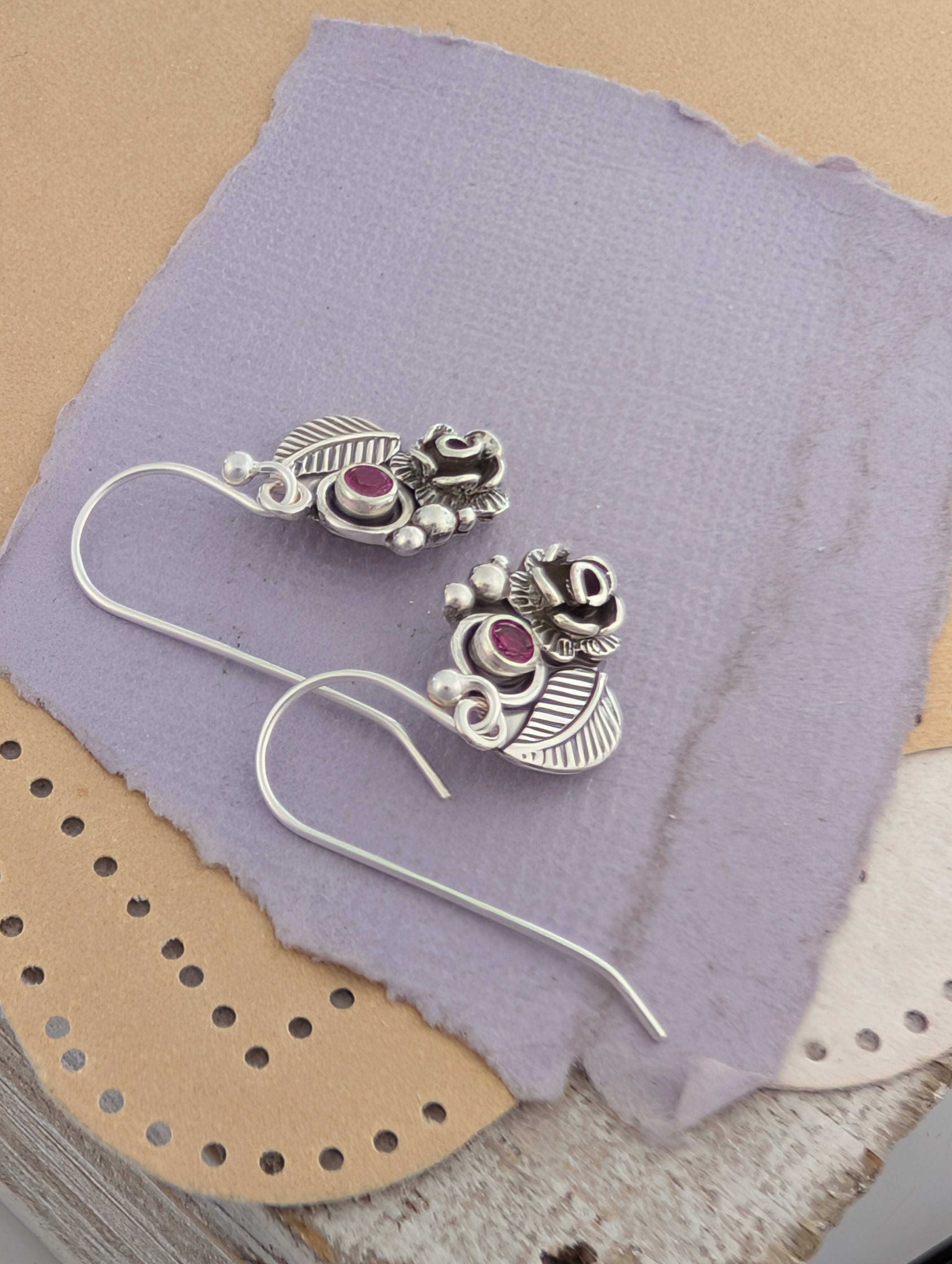 Lab-Created Ruby Sterling Silver Earrings