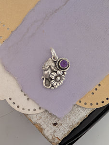 Amethyst Mouse Sterling Silver Charm