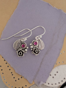 Lab-Created Ruby Sterling Silver Earrings