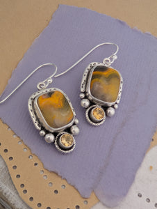 Bumblebee Jasper and Citrine Sterling Silver Earrings, #1