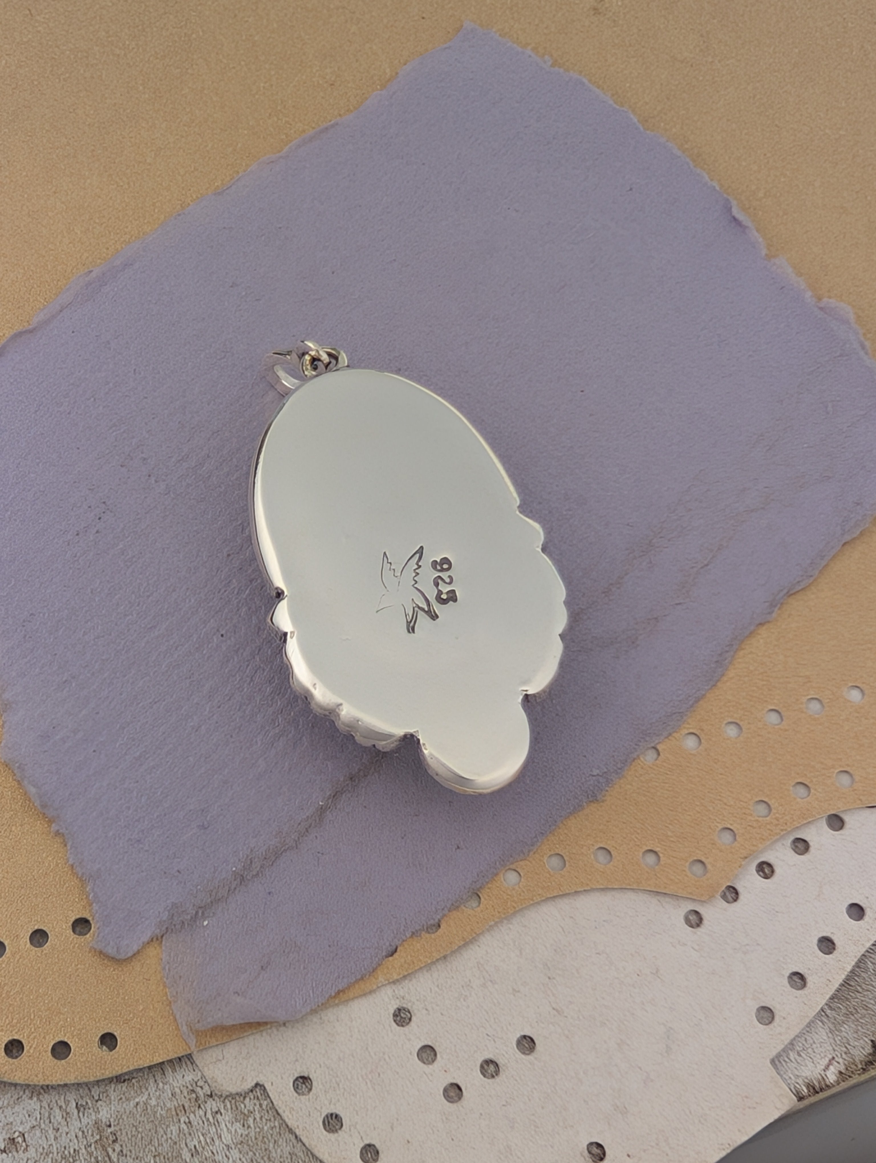 Moonstone and Spinel Sterling Silver Pendant
