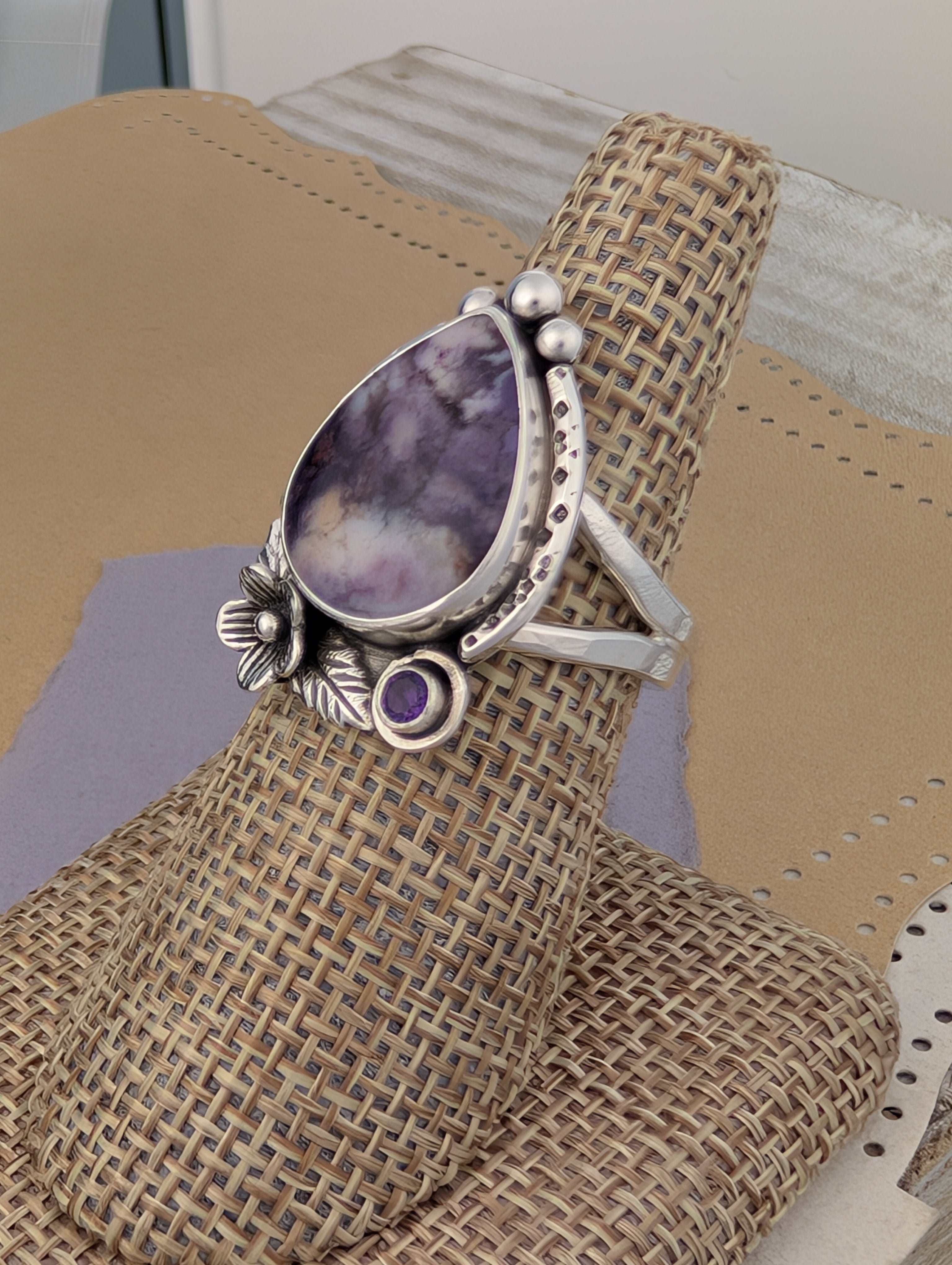 RESERVE MIKKI Size 8, Tiffany Jasper and Amethyst Sterling Silver Ring