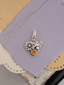 Hessonite Garnet Bat Sterling Silver Charm