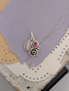 Lab-Created Ruby Sterling Silver Charm