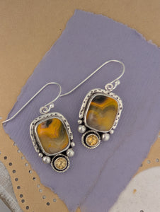 Bumblebee Jasper and Citrine Sterling Silver Earrings, #1