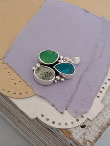 Turquoise, Chrysoprase, and Prehnite Sterling Silver Pendant