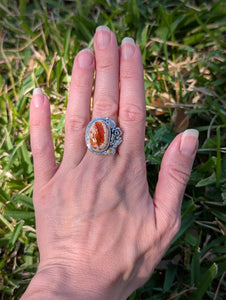 Size 6.5, Mexican Jelly Opal and Citrine Sterling Silver Ring