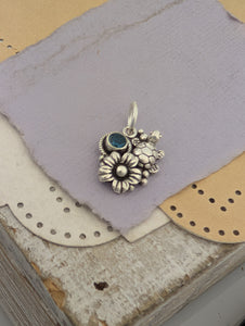 London Blue Topaz Turtle Sterling Silver Charm