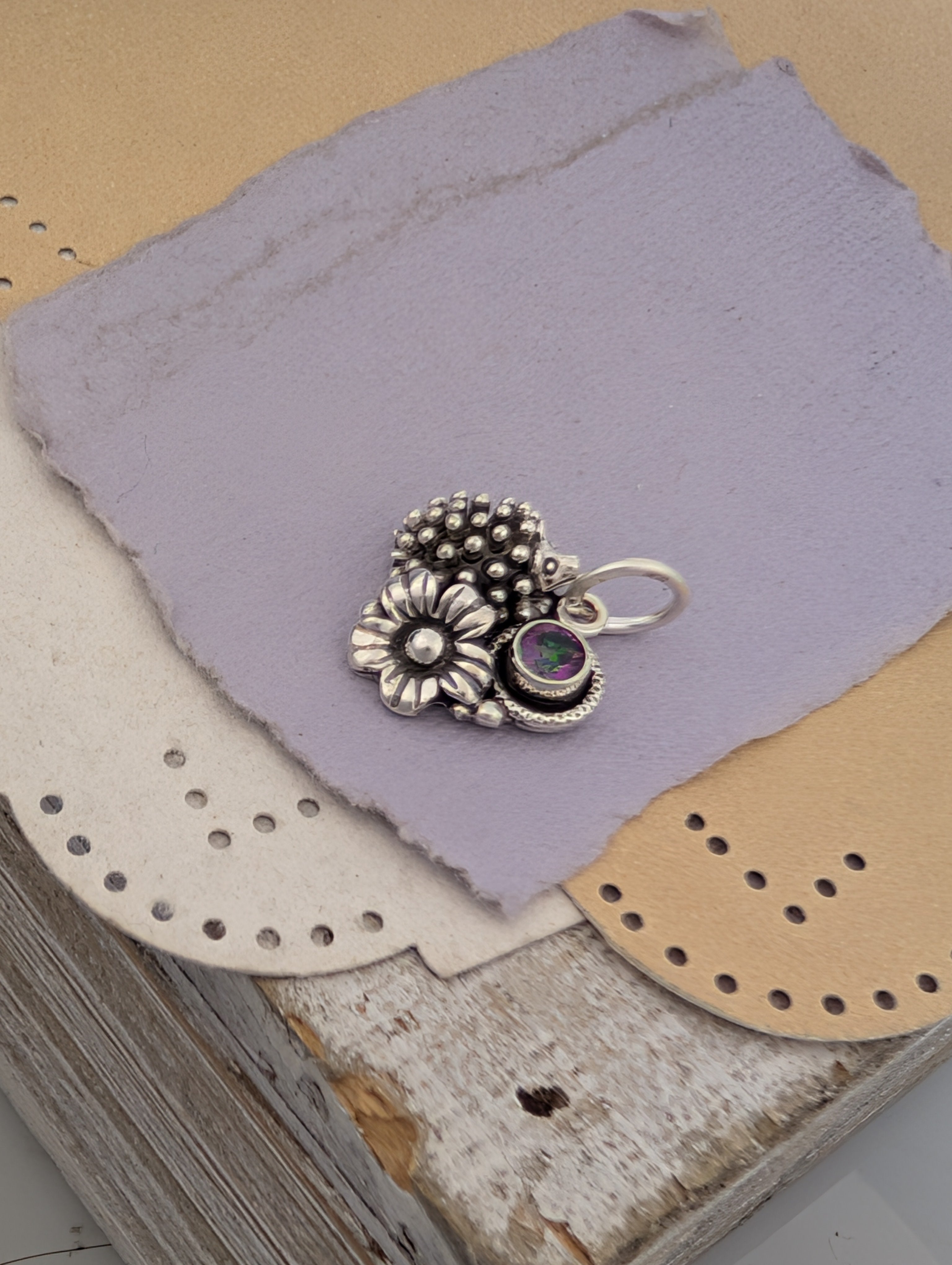 Mystic Topaz Hedgehog Sterling Silver Charm
