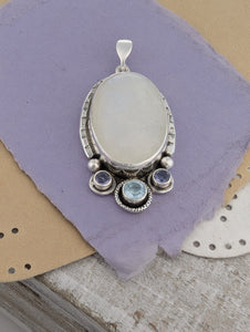 Moonstone, Iolite and Sky Blue Topaz Sterling Silver Pendant