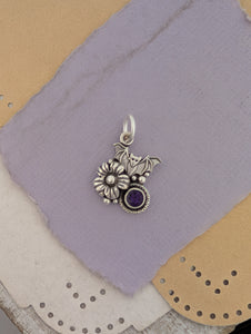 Amethyst Bat Sterling Silver Charm