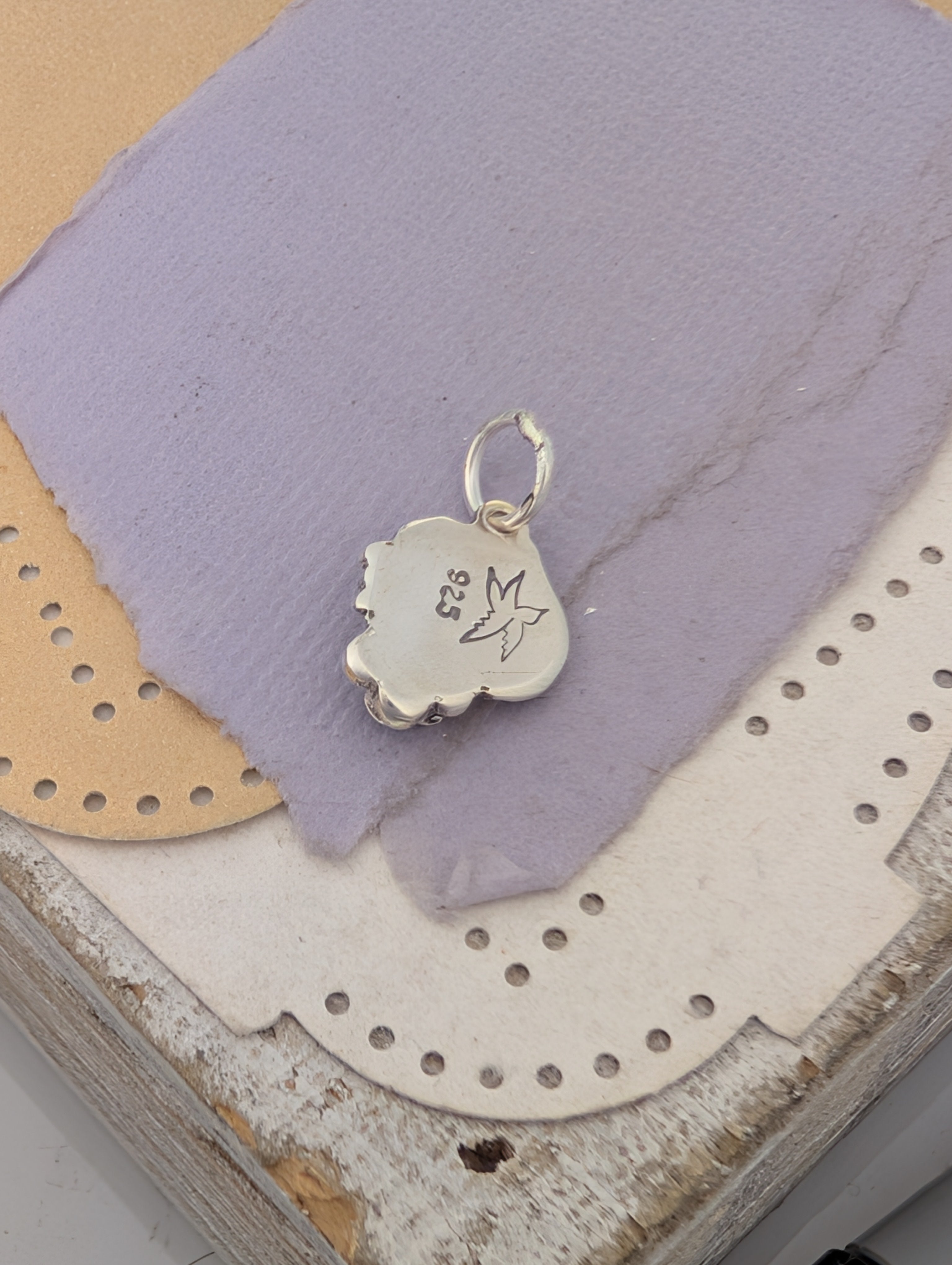 Lab-Created Ruby Sterling Silver Charm