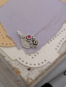 Lab-Created Ruby Sterling Silver Charm