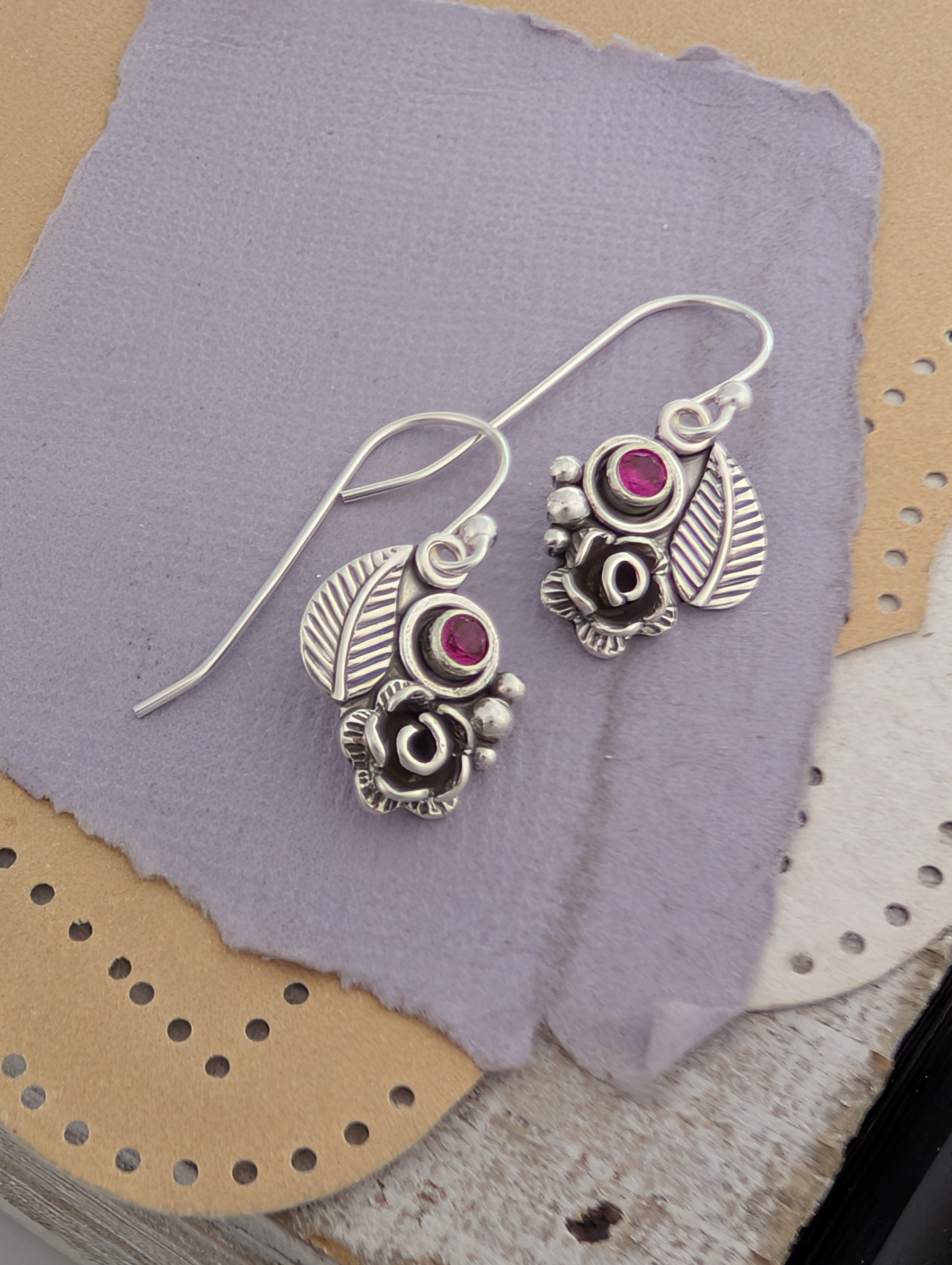 Lab-Created Ruby Sterling Silver Earrings