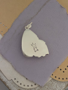 Glitter Opal Acrylic Candy Corn and Bronze Ghost Sterling Silver Pendant