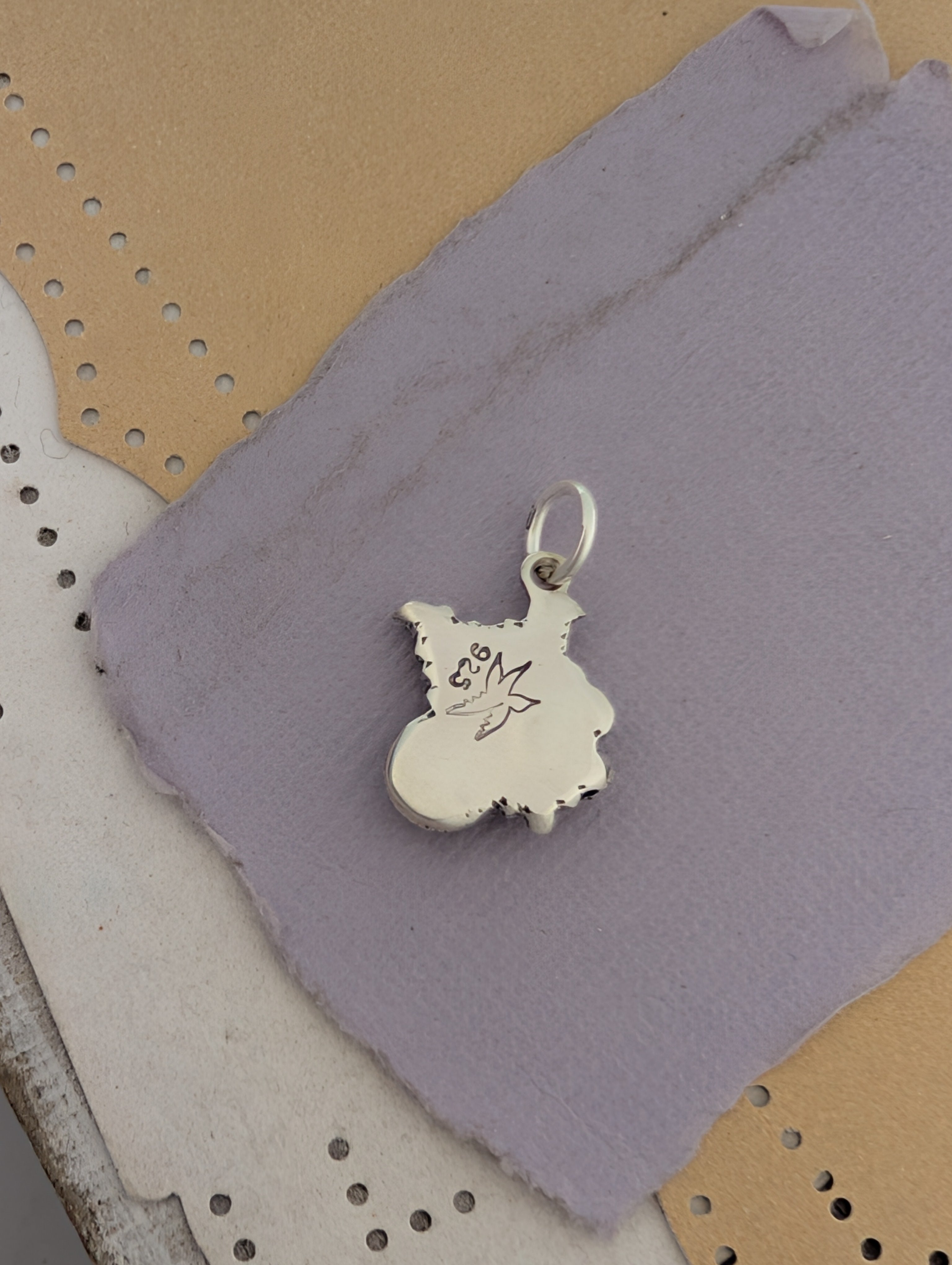 Amethyst Bat Sterling Silver Charm