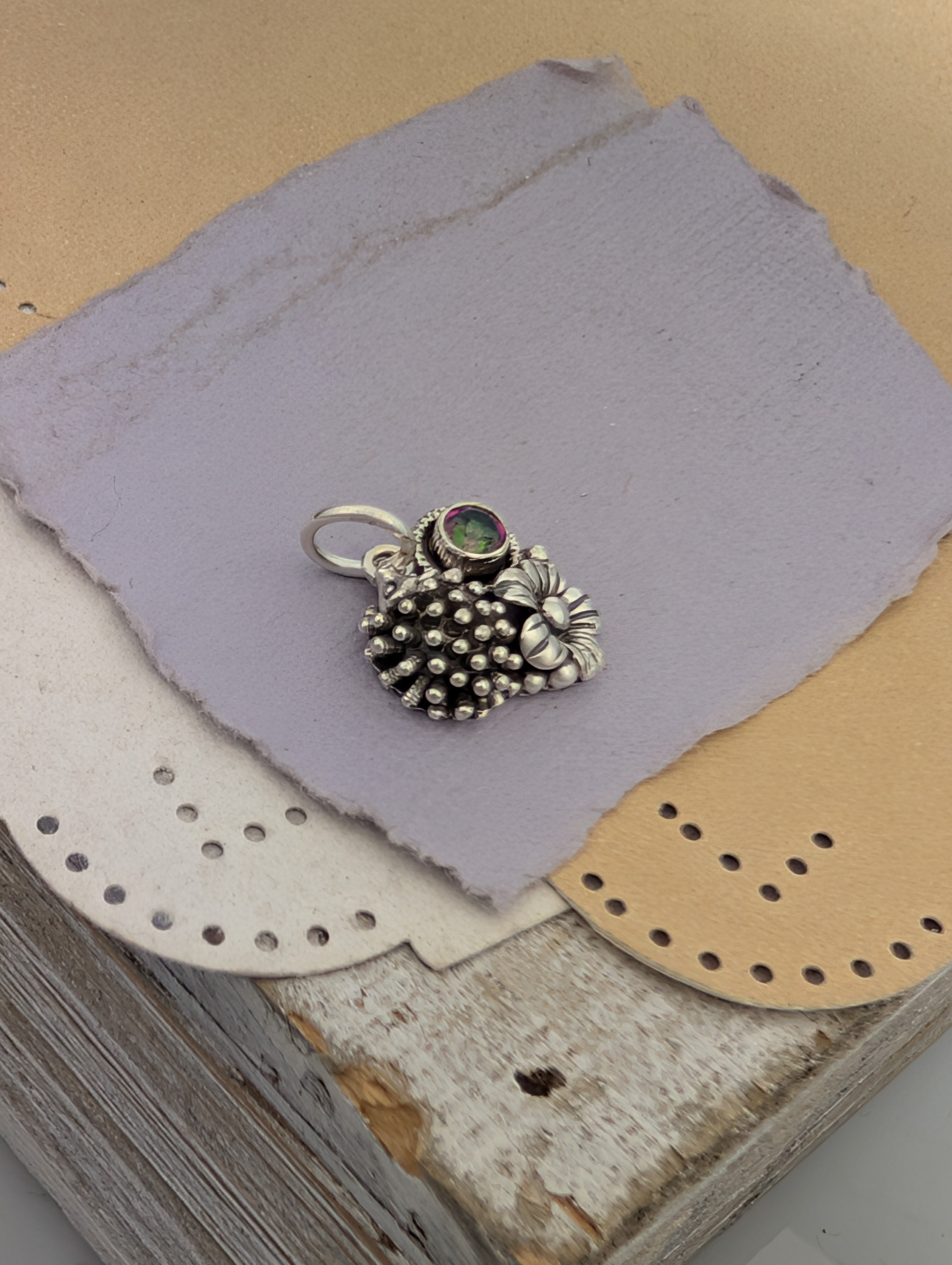 Mystic Topaz Hedgehog Sterling Silver Charm