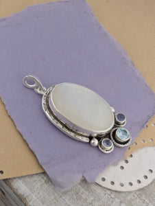 Moonstone, Iolite and Sky Blue Topaz Sterling Silver Pendant